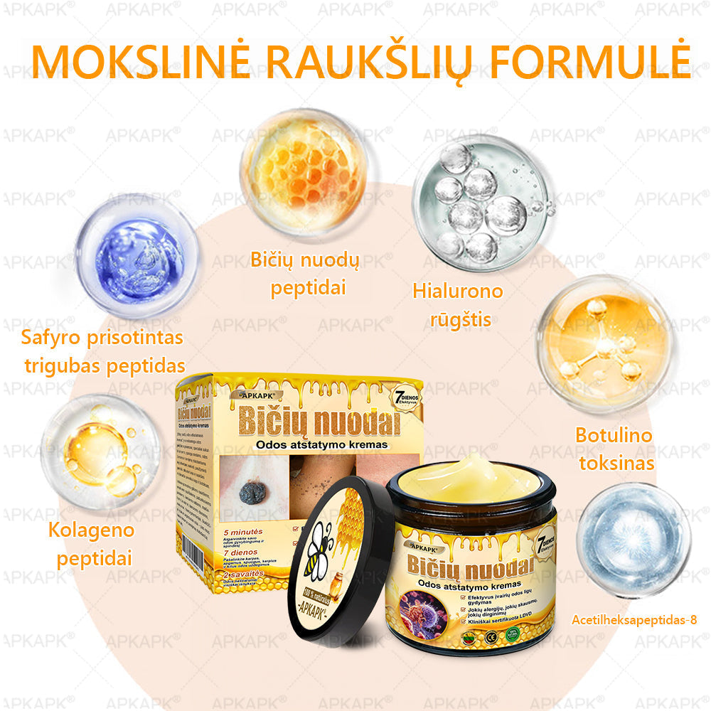 𝖠𝖯𝖪𝖠𝖯𝖪® 🐝 Kremas su bičių nuodu odos atstatymui 🐝 padeda spręsti odos problemas, tokias kaip: raukšlės, randai, pigmentinės dėmės, strijos, spuogai, psoriazė, egzema, odos pažeidimai, dirginimas, uždegimai ir kiti odos sutrikimai.