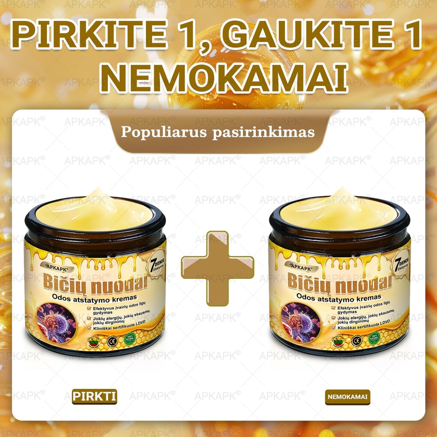 𝖠𝖯𝖪𝖠𝖯𝖪® 🐝 Kremas su bičių nuodu odos atstatymui 🐝 padeda spręsti odos problemas, tokias kaip: raukšlės, randai, pigmentinės dėmės, strijos, spuogai, psoriazė, egzema, odos pažeidimai, dirginimas, uždegimai ir kiti odos sutrikimai.