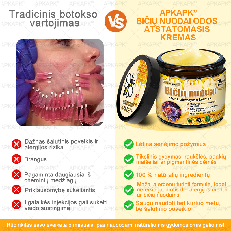 𝖠𝖯𝖪𝖠𝖯𝖪® 🐝 Kremas su bičių nuodu odos atstatymui 🐝 padeda spręsti odos problemas, tokias kaip: raukšlės, randai, pigmentinės dėmės, strijos, spuogai, psoriazė, egzema, odos pažeidimai, dirginimas, uždegimai ir kiti odos sutrikimai.