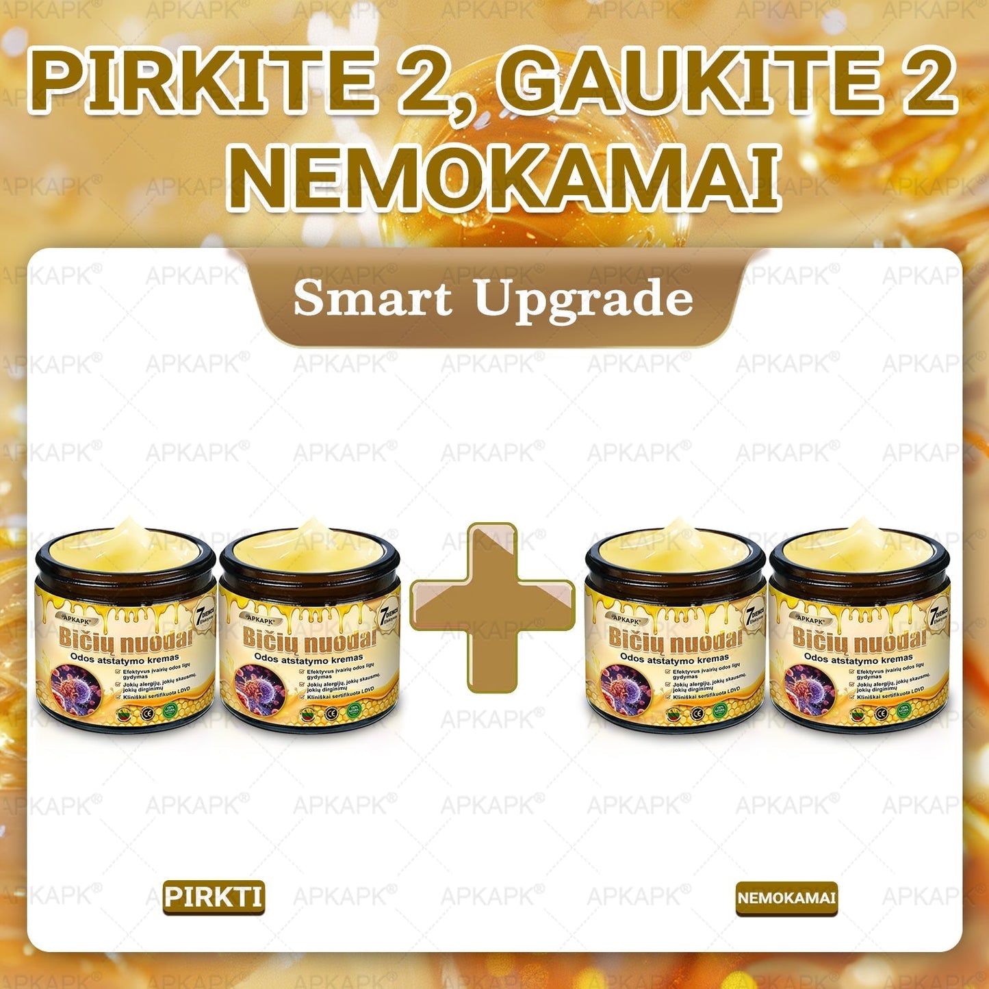 𝖠𝖯𝖪𝖠𝖯𝖪® 🐝 Kremas su bičių nuodu odos atstatymui 🐝 padeda spręsti odos problemas, tokias kaip: raukšlės, randai, pigmentinės dėmės, strijos, spuogai, psoriazė, egzema, odos pažeidimai, dirginimas, uždegimai ir kiti odos sutrikimai.