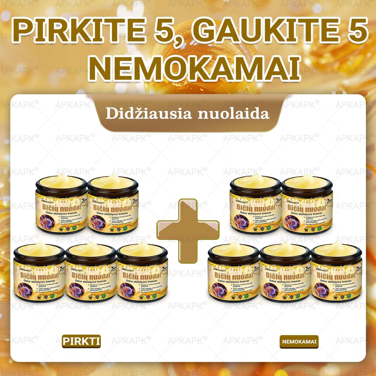 𝖠𝖯𝖪𝖠𝖯𝖪® 🐝 Kremas su bičių nuodu odos atstatymui 🐝 padeda spręsti odos problemas, tokias kaip: raukšlės, randai, pigmentinės dėmės, strijos, spuogai, psoriazė, egzema, odos pažeidimai, dirginimas, uždegimai ir kiti odos sutrikimai.