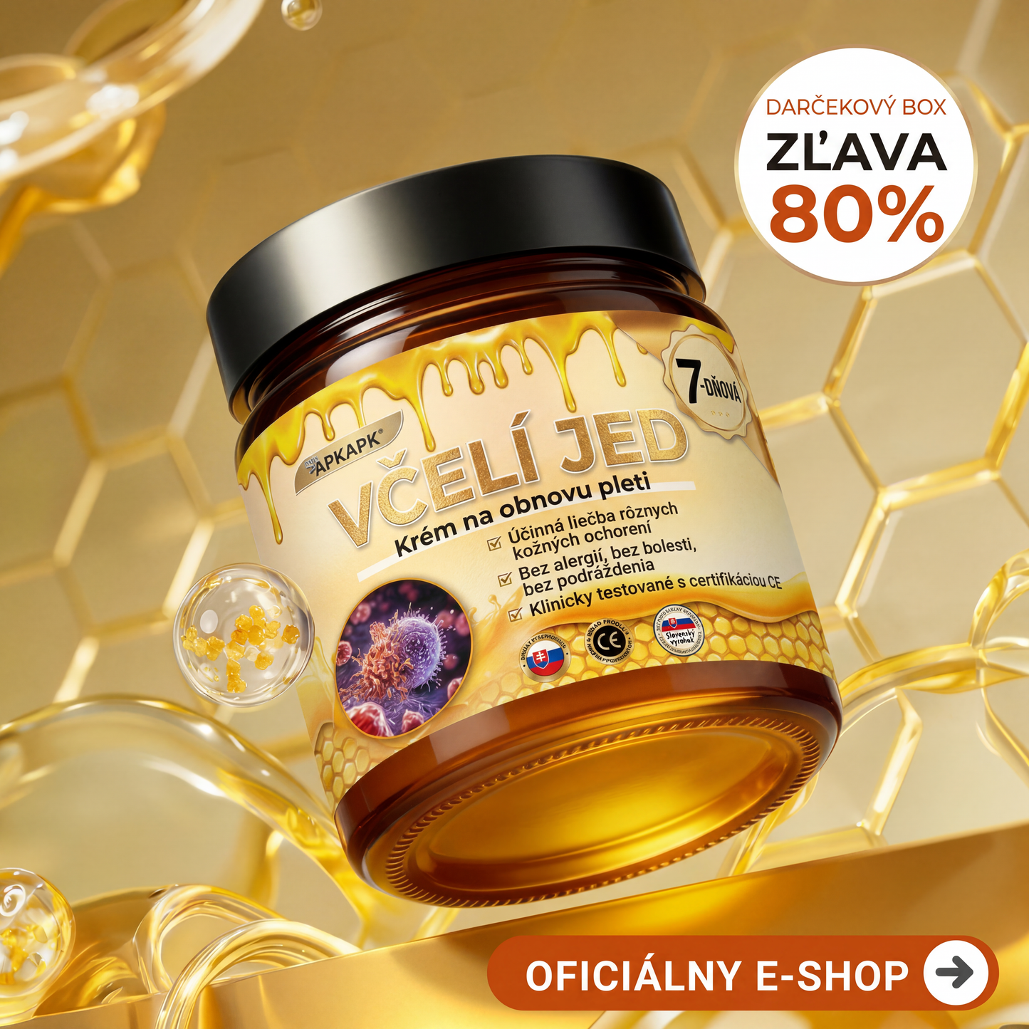 🎁 Ostáva len 5 balení! -50% zľava teraz! 🐝🔥 APKAPK® včelí jed krém 🔥 Vyrobené a dodané zo Slovenska. Nezmeškaj túto šancu!
